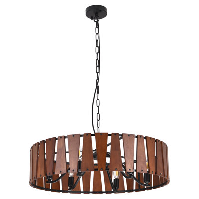 Lustre tambour en bois 6 lumières Treville 
