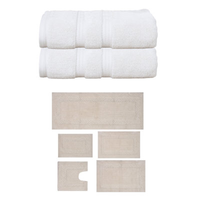 Bublitz Classy Bath Mat 100% Soft Cotton Bath Towel Set & Bath Rug Combo