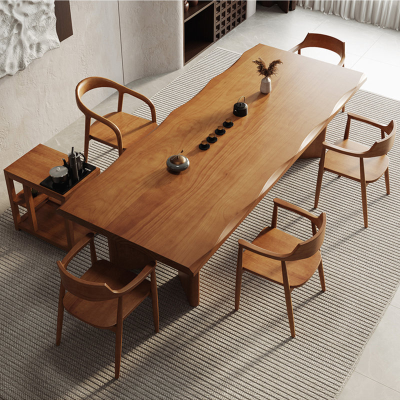Table de salle à manger rectangulaire en bois massif brun, H 29,53 po x L 55,12 po x l 31,5 po