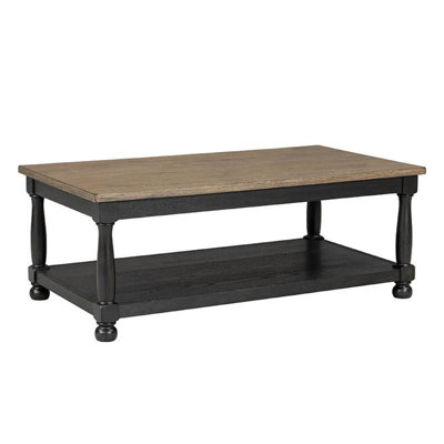 Ginie Coffee Table, 2 Tone Rustic Black, Brown Rubberwood, 48 Inch