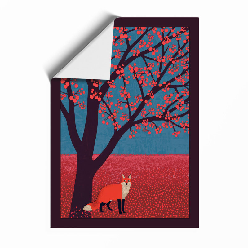 Fox Beneath the Tree Boho - Framed Print, A4 - 29.7 x 21.0 cm, Unframed