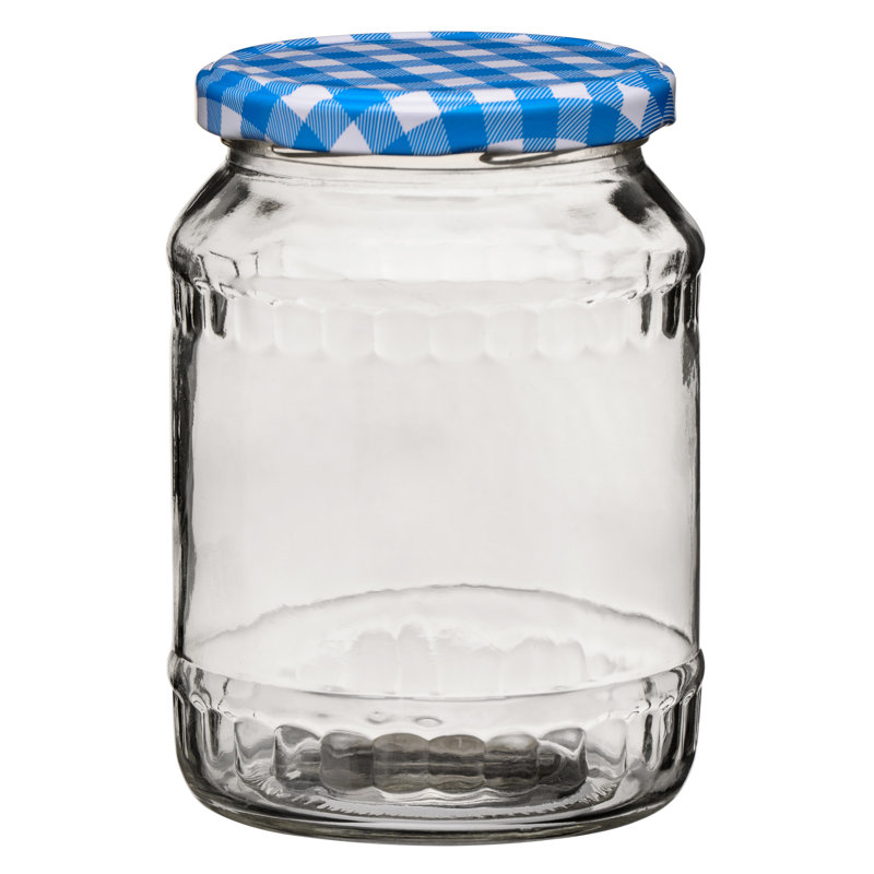 Glass Jar, Clear/Blue