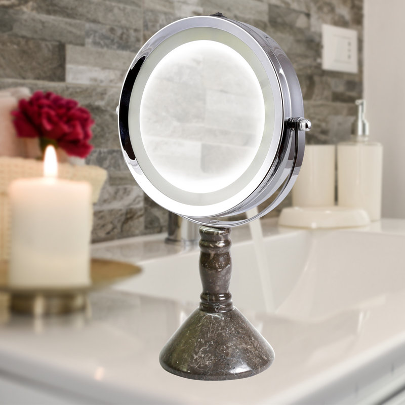 Hawley Stainless Steel Circle Mirror, Natural Charcoal