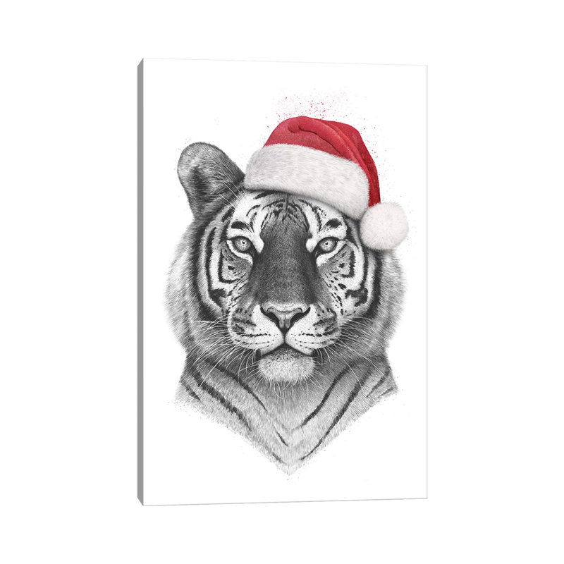 Christmas Tiger by Valeriya Korenkova - Wrapped Canvas Gallery-Wrapped Canvas Giclée, 30.48cm H x 20.32cm W