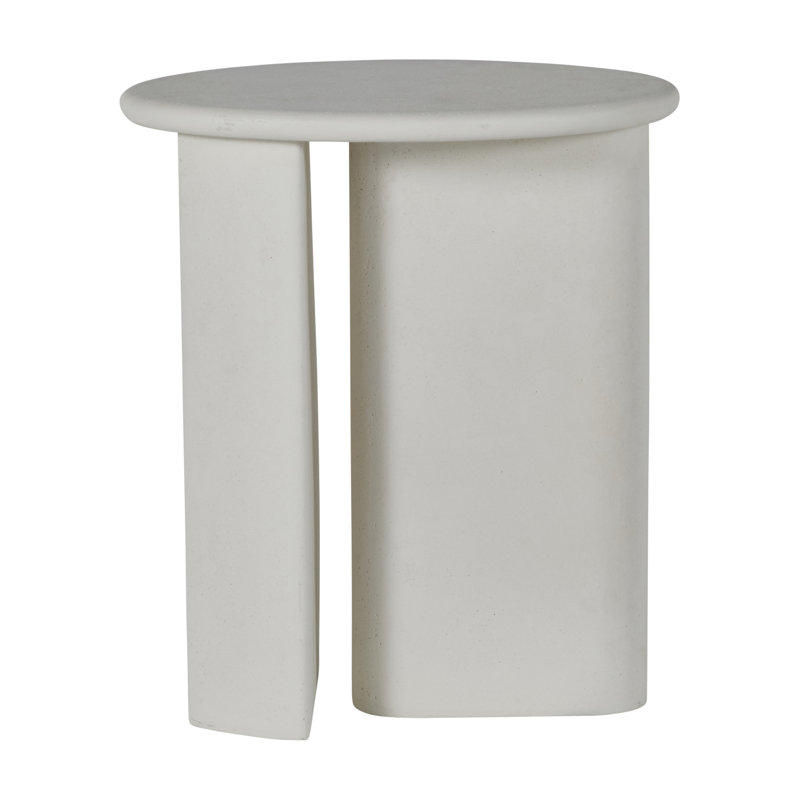 Elliptical White Cast Stone Oval Side Table