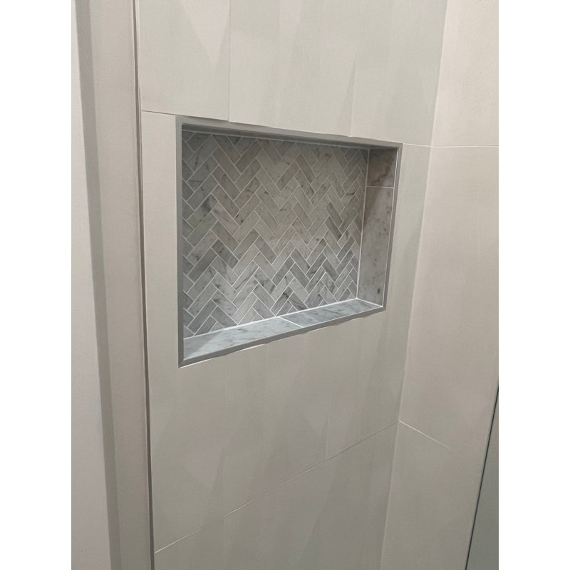 Carrara 1X3 Herringbone Polished Mosaic Tile