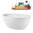 55" Streamline Soaking Glossy White Freestanding Tub and Tray With Internal Drain-101412866