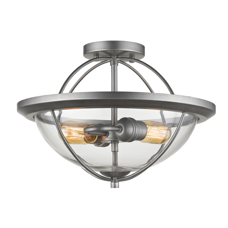 Plafonnier semi-encastré unique à 2 lumières de 15 po Pulliam