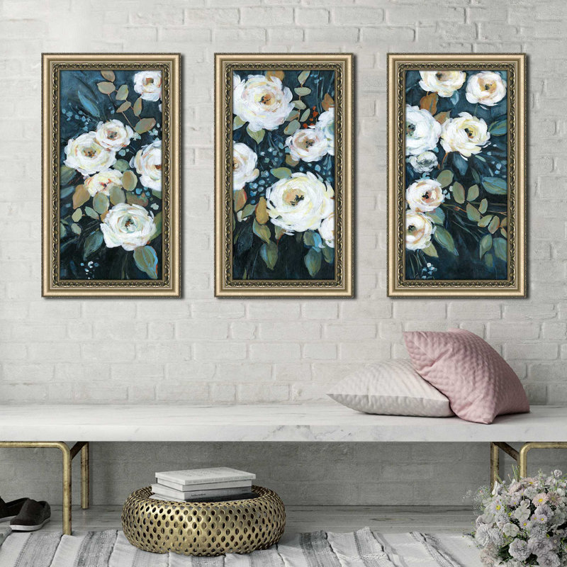 " Moonlit Garden I " by Carol Robinson 3 - Pieces, 52.5" H x 33.5" W x 0.75" D