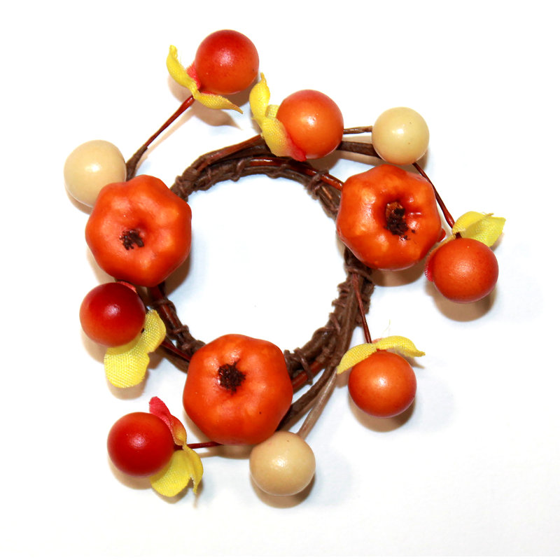 1.25" Inner Diameter Artificial Mini Pumpkin Taper Candle Ring