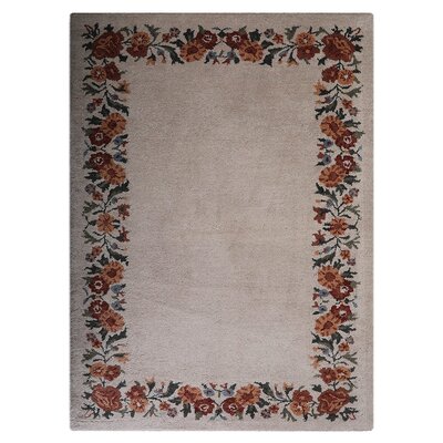 Lecia Floral HAND TUFTED WOOL ECO-FRIENDLY AREA RUGS, Cream Color, Floral Design -  Alcott HillÂ®, B122507E1BB84B109701F532A19D32FC