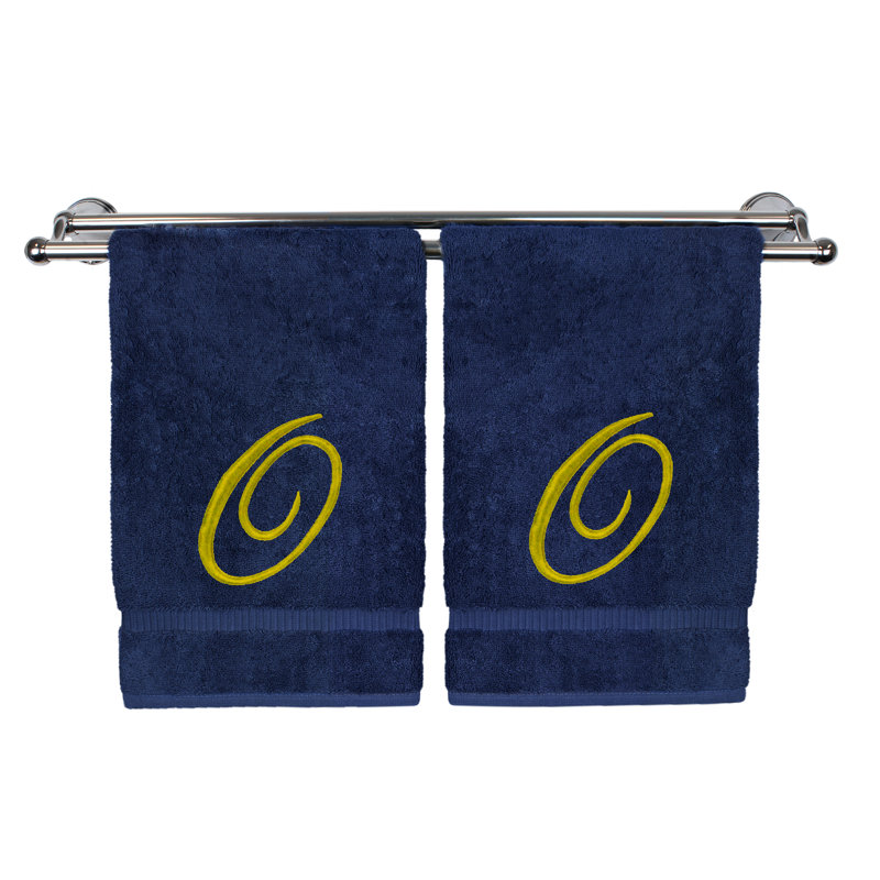 Super Plush Hand Towel, Navy/Gold, O