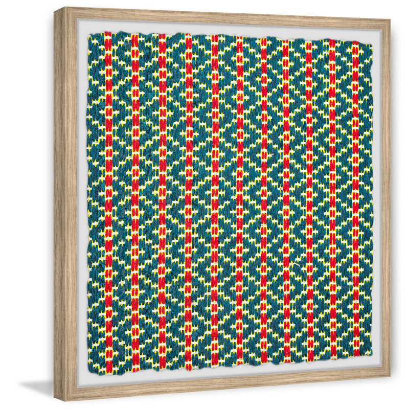 Motifs bleus et rouges - Photographie avec cadre photo, H 12 po x l 12 po x P 1,5 po