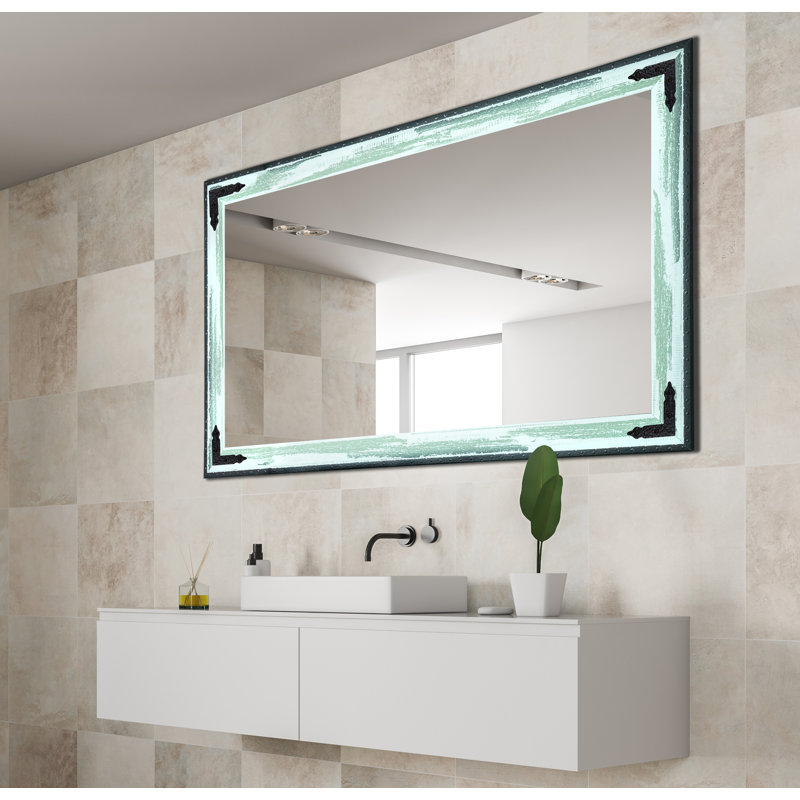 Miroir de salle de bain, H 39 po x l 72 po, Écume de mer