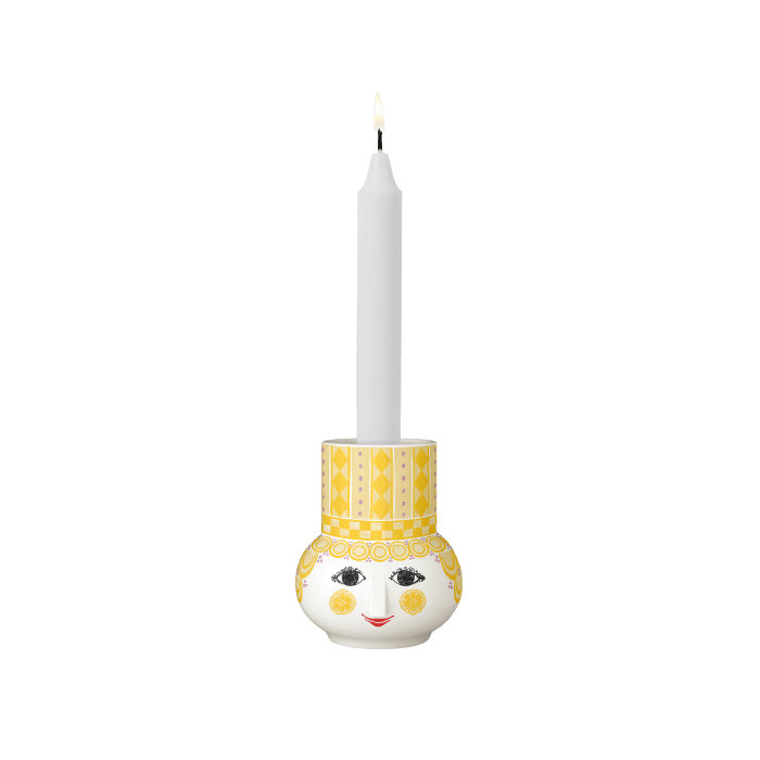 Olga Candlestick, Yellow, 3.5" H x 3.1" W x 3.5 D