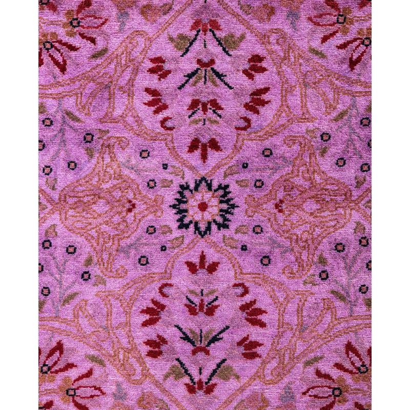Overdyed Hand-Knotted Wool Modern-Contemporary Purple Runner 2' 6" x 12' 5"