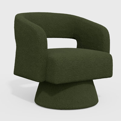 Fauteuil d'appoint pivotant en tonneau, fauteuil rembourré Teddy & Chenille avec base pivotante à 360 ° pleine perle, mobilier d'appoint moderne pour salon, chambre à coucher et meuble-lavabo