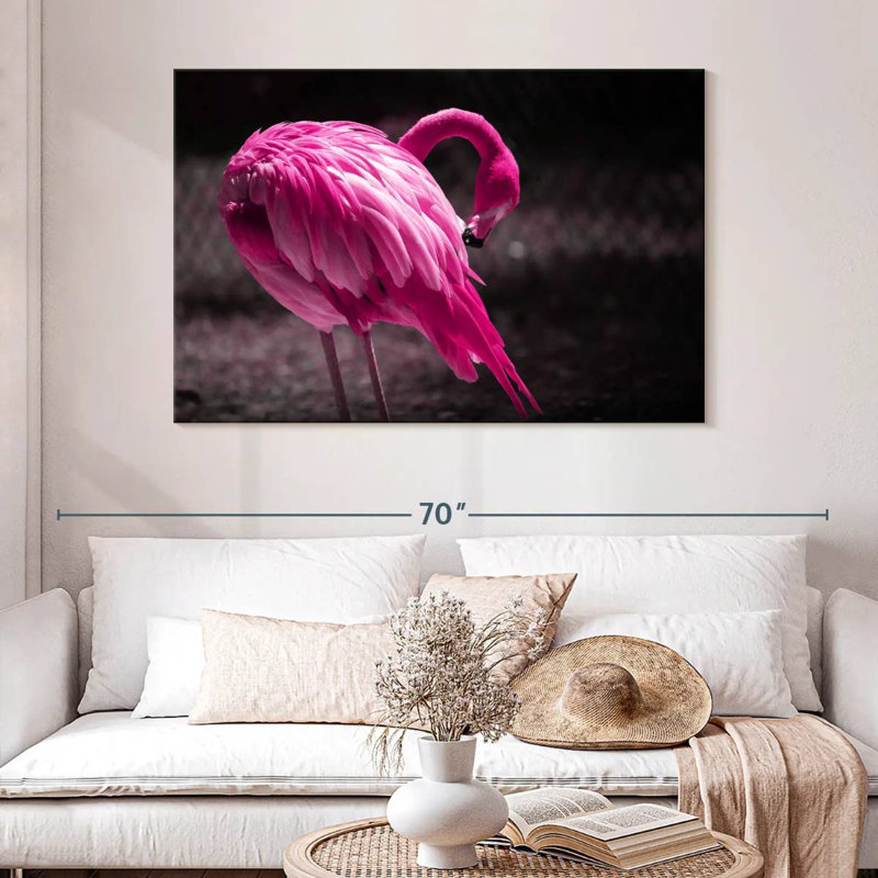 Magnifique flamant rose Brampt, H 32 po x l 48 po