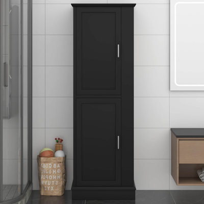 Grande armoire de rangement, armoire de rangement autoportante pour plancher de salle de bain avec crochet et tablette réglable pour salle de bain, bureau, panneau de fibres à densité moyenne