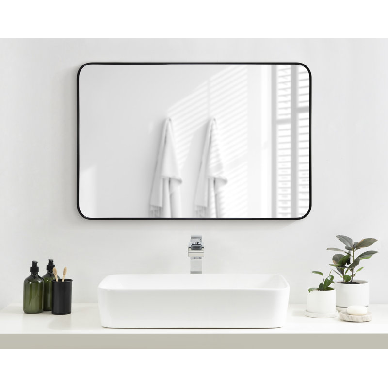 Miroir mural Anacleta, 35,5 po x 23,5 po, Noir