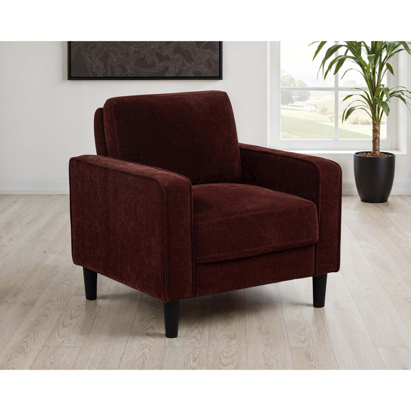 Chaise d'appoint moderne avec coussins moelleux et silhouette sur mesure, Rust