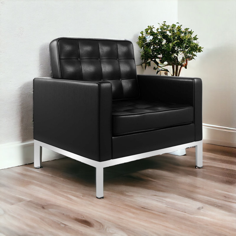 Fauteuil club en cuir italien noir Gracie Mills