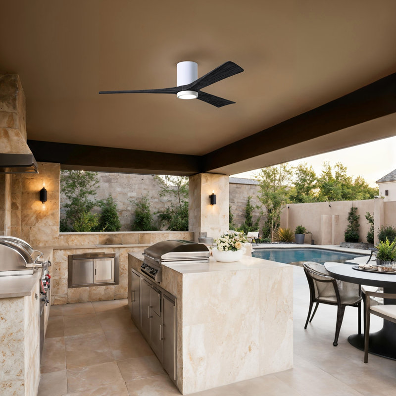 Olivier Ceiling Fan with LED Lights, Gloss White, Matte Black, 60"