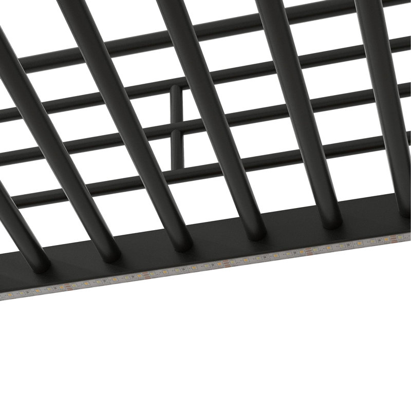 Lit mezzanine double en métal avec bureau, escalier de rangement, petite armoire et lumière DEL, noir, Noir