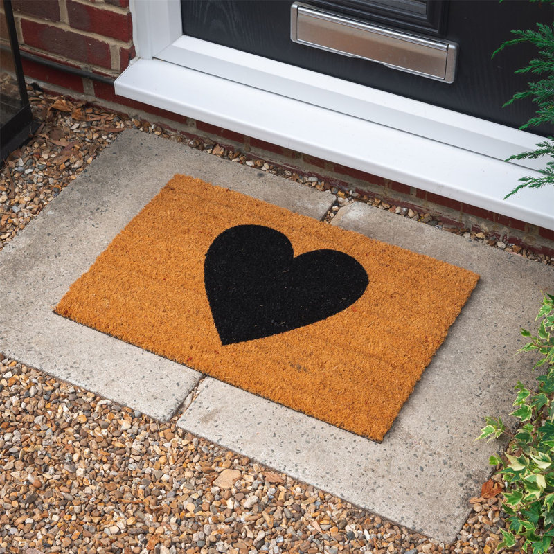 Nicola Spring - Coir Door Mat, 1.6cm H x 60cm L x 40cm W, Black, 1