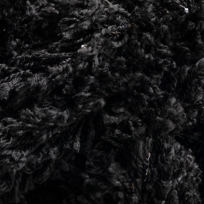 Tapis noir à poils longs Berte, Rectangle 2 pi 3 po x 3 pi 11 po