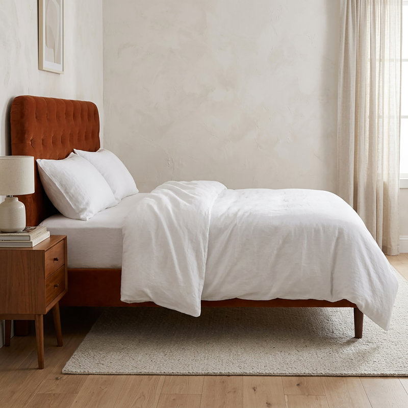 Housse de couette blanche en lin, Queen