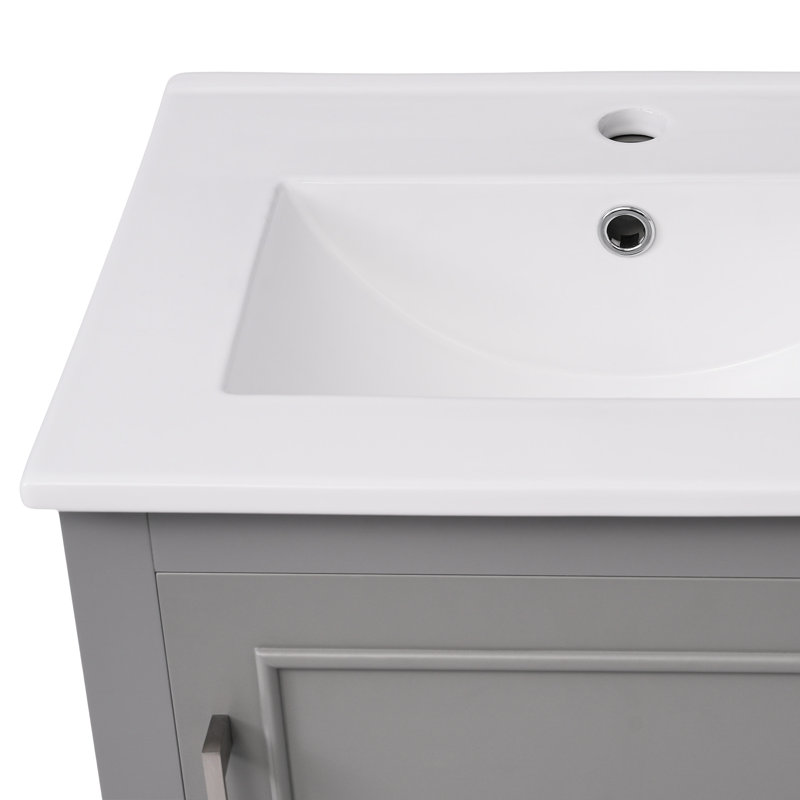 Meuble-lavabo compact - lavabo en céramique, matériaux, design élégant et moderne, Gray