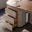 Bureau à 3 tiroirs brun noisette + bois manufacturé blanc + acier inoxydable-109080084-109080086