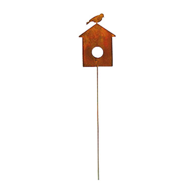 Bird House - Rusted Garden Stake