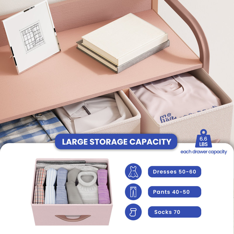 31.1'' W 7 - Drawer Dresser, Rose Gold