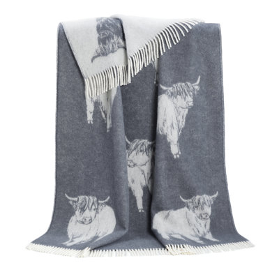 Highland Cow Wool Throw