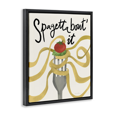 Funny Spaghetti Phrase Framed Floater Canvas Wall Art by Farida Zaman