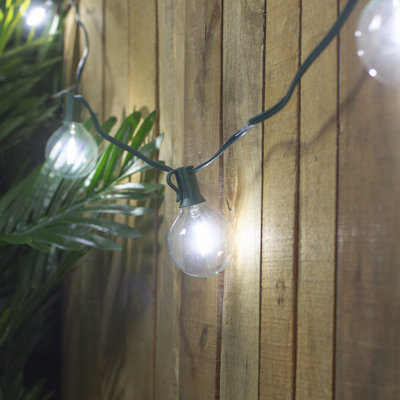10Ct Pure White LED G50 Globe Christmas Light Set  10Ft Green Wire