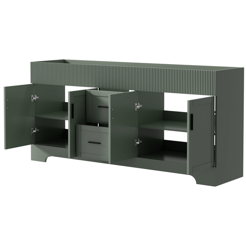 72" Freestanding Double Sink Bathroom Vanity Cabinet Base Only, Hand-Painted, Sink Not Included, Assembly Required