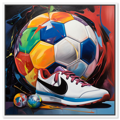 Notoriart Colorful Soccer Sneaker Splash Ii Framed Soccer 1 Piece