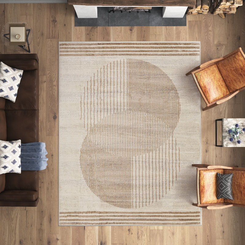 Jalissa Geometric Area Rug in Beige/Brown/Grey, Rectangle 11'10" x 15'