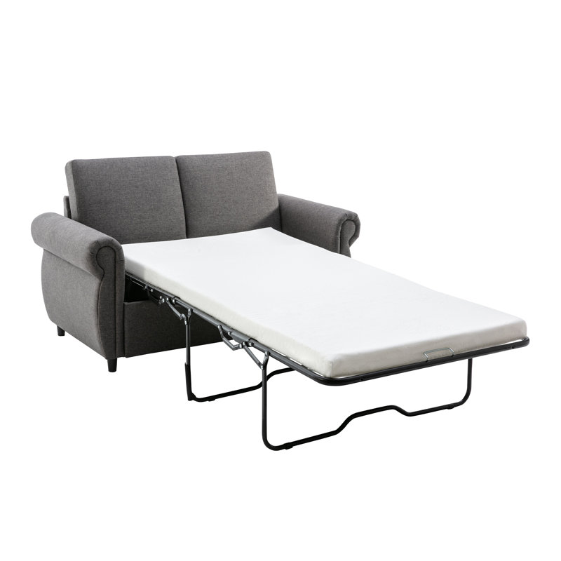 Causeuse-lit 57,9 po avec matelas en mousse à mémoire de forme et 2 ports USB pour le salon, Gris