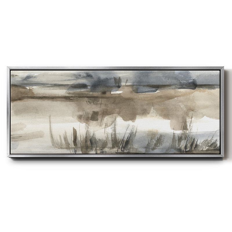 BlueGrey Marsh I- Framed Canvas, 20" H x 50" W