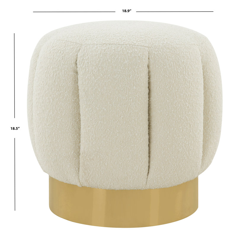 Maxine Round Ottoman, Ivory Boucle