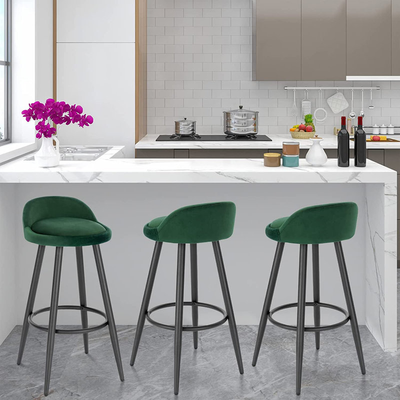 Askern Upholstered Counter Stool, Dark Green