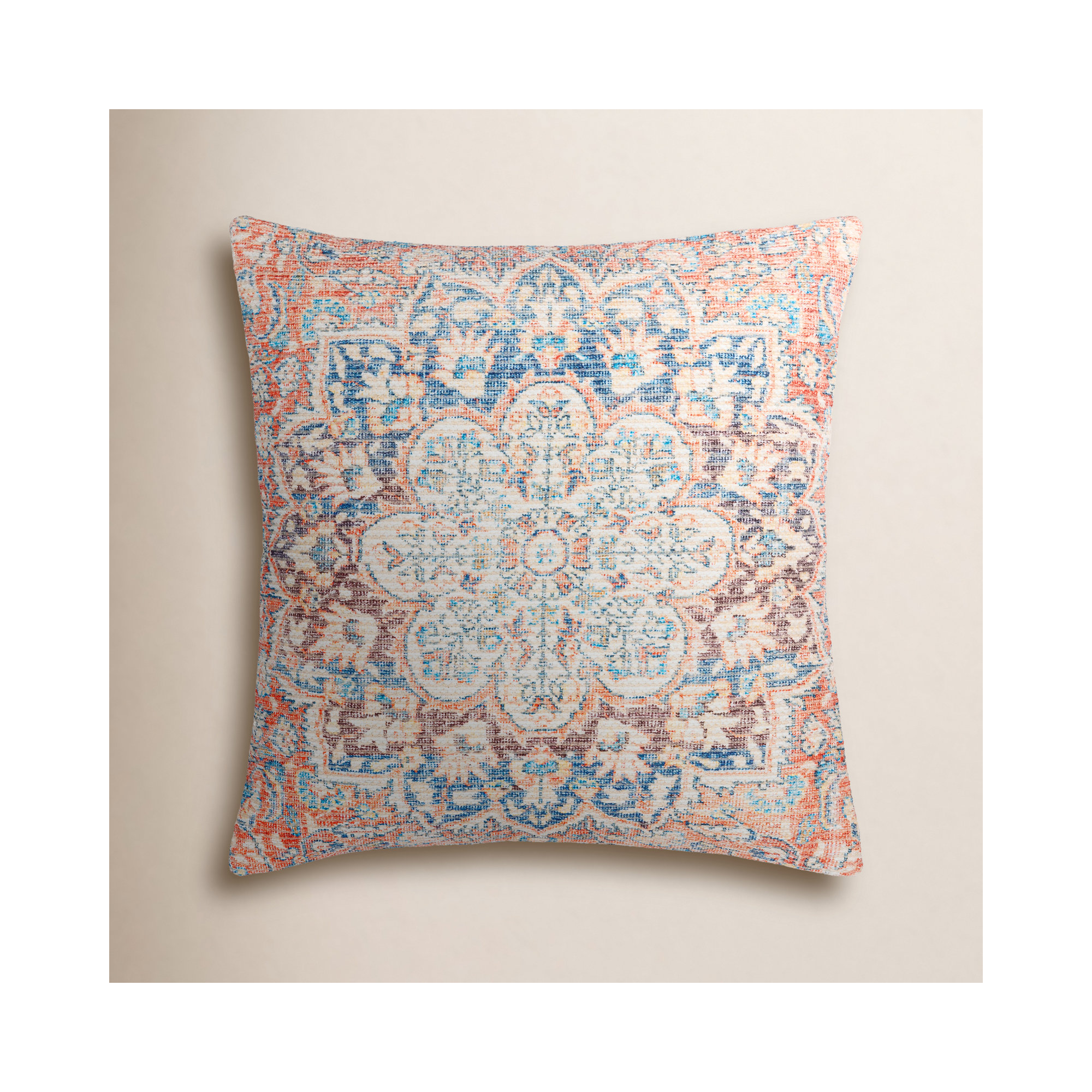 Colin Floral Throw Pillow, Brown/Tan/Burnt Orange, 18" x 18"