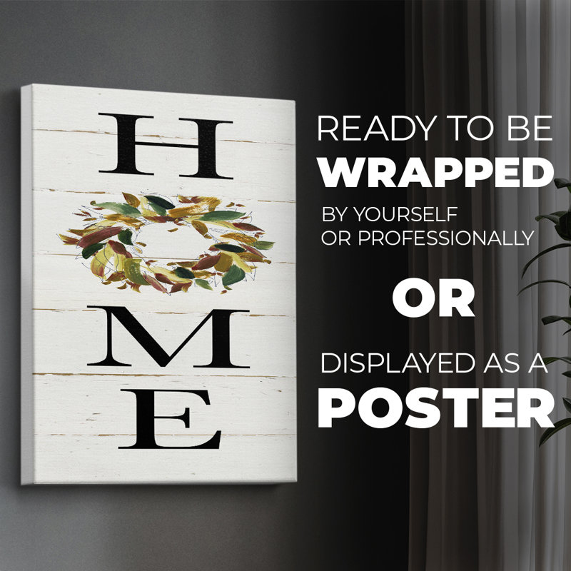 Home Fall Wreath -Canvas Print Only - NOT FRAMED, 18" H x 12" W