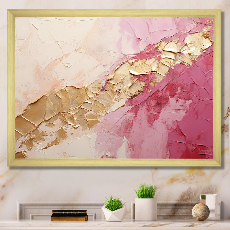 «Pink Gold Minimalisme Poteries I», reproduction sur toile à spirales abstraites, H 12 po x l 20 po x P 1 po