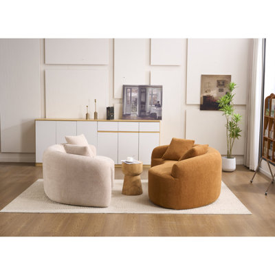 Canapé modulaire en chenille courbé en L LY-042: double profondeur (21,3 po et 26,8 po), orange, sans assemblage, compact pour les petits espaces, 300 lb, L 66,9 po