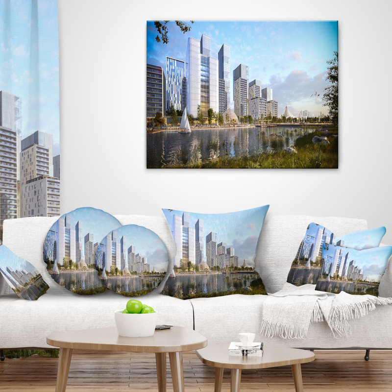 Designart 'Residential Complex' Cityscape Photography Throw Pillow